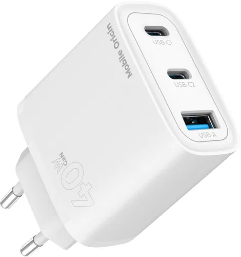 Mobile Origin GaN 40 W Wall Charger MO13 1 USB-A + 2 USB-C2